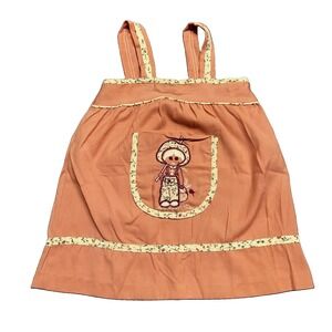 Vtg Girls Jumper Dress Embroidered Boho Kei Kawaii Floral Trim No Tags‎ 12-18 M
